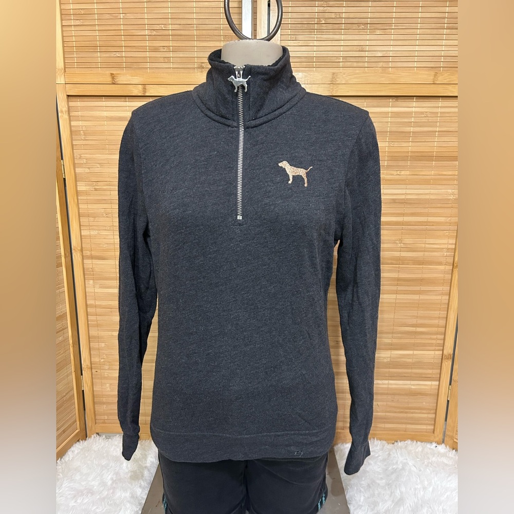 Victoria’s Secret PINK gray gold 1/4 zip long sleeve top woman’s XS shirt